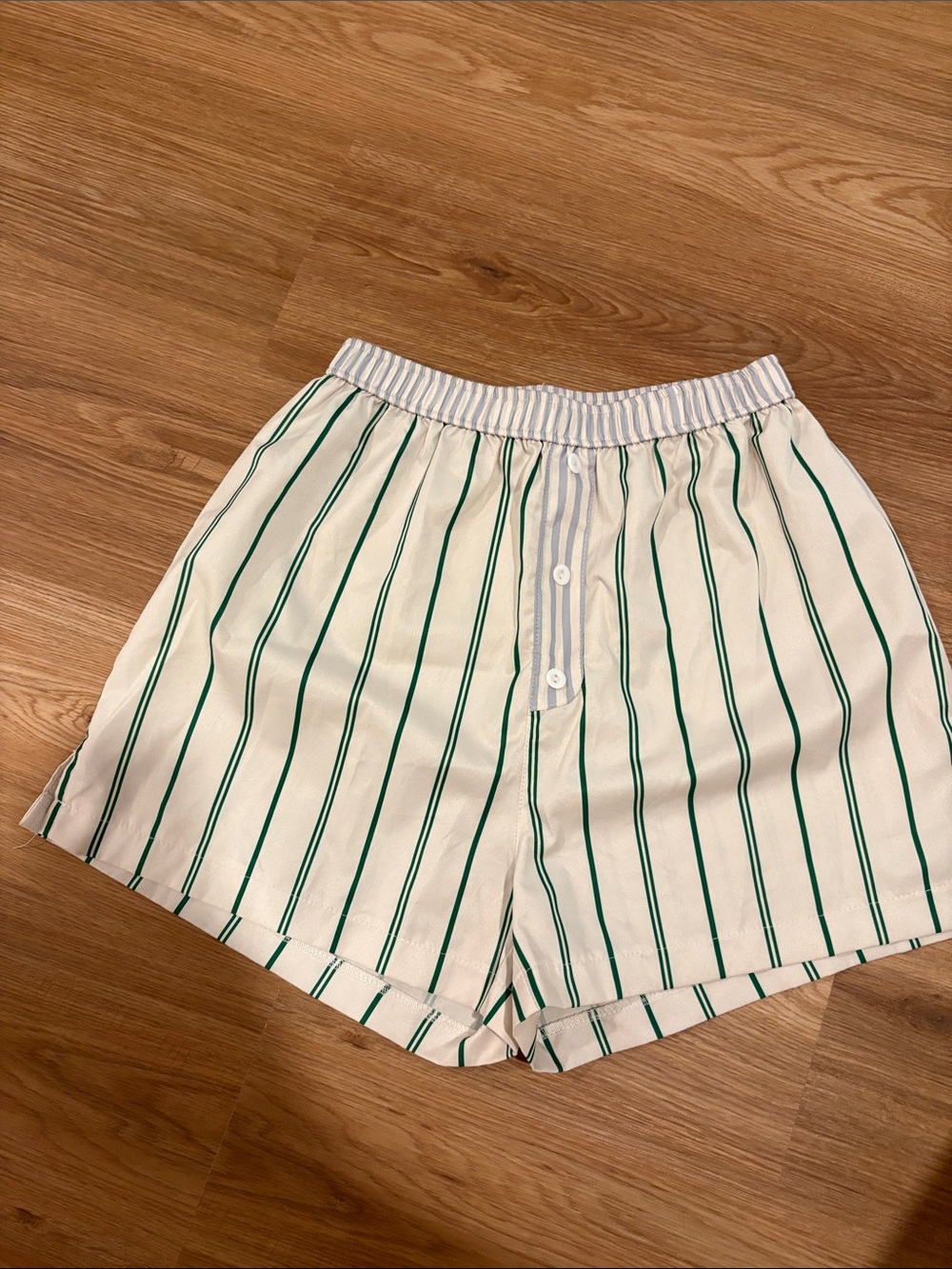 Boxer-Style Shorts with Green Stripe
